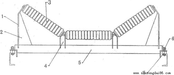 皮帶輸送機緩沖床正向結構圖